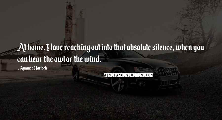 Amanda Harlech Quotes: At home, I love reaching out into that absolute silence, when you can hear the owl or the wind.