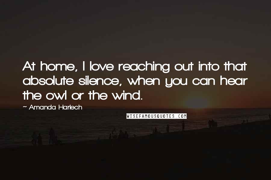 Amanda Harlech Quotes: At home, I love reaching out into that absolute silence, when you can hear the owl or the wind.