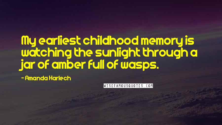 Amanda Harlech Quotes: My earliest childhood memory is watching the sunlight through a jar of amber full of wasps.