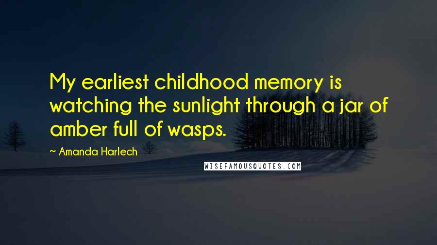 Amanda Harlech Quotes: My earliest childhood memory is watching the sunlight through a jar of amber full of wasps.