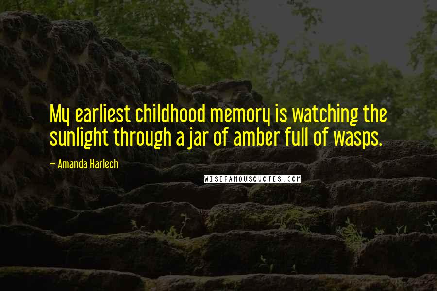 Amanda Harlech Quotes: My earliest childhood memory is watching the sunlight through a jar of amber full of wasps.