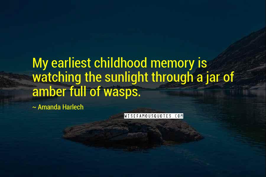 Amanda Harlech Quotes: My earliest childhood memory is watching the sunlight through a jar of amber full of wasps.