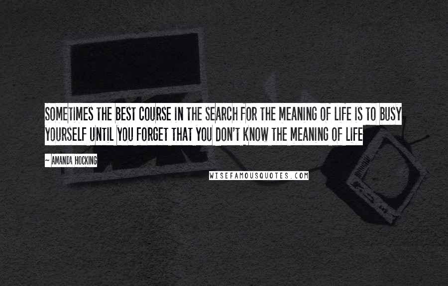 Amanda Hocking Quotes: Sometimes the best course in the search for the meaning of life is to busy yourself until you forget that you don't know the meaning of life