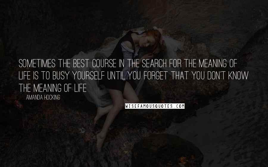 Amanda Hocking Quotes: Sometimes the best course in the search for the meaning of life is to busy yourself until you forget that you don't know the meaning of life