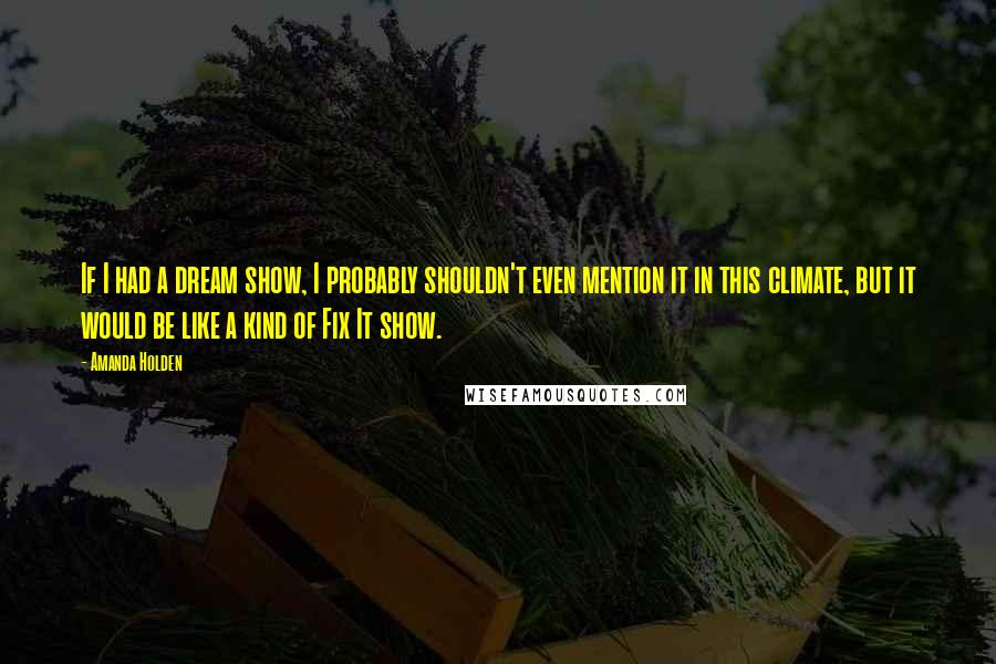 Amanda Holden Quotes: If I had a dream show, I probably shouldn't even mention it in this climate, but it would be like a kind of Fix It show.