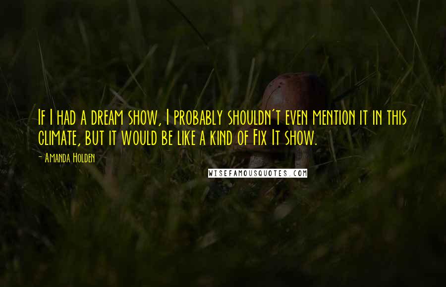 Amanda Holden Quotes: If I had a dream show, I probably shouldn't even mention it in this climate, but it would be like a kind of Fix It show.
