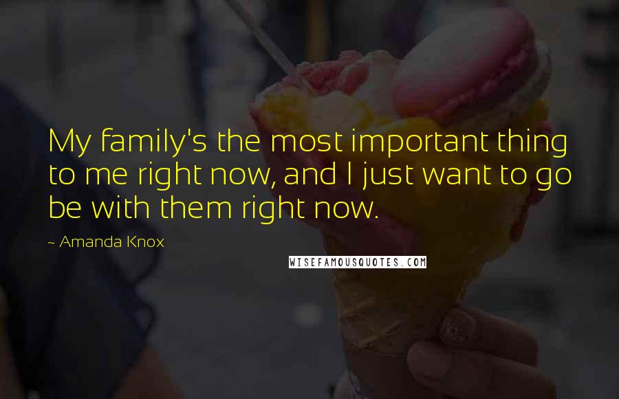 Amanda Knox Quotes: My family's the most important thing to me right now, and I just want to go be with them right now.