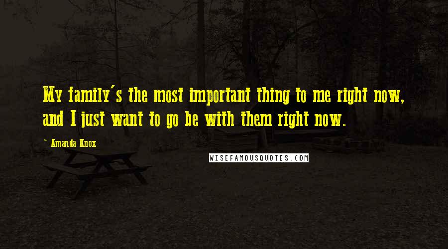 Amanda Knox Quotes: My family's the most important thing to me right now, and I just want to go be with them right now.