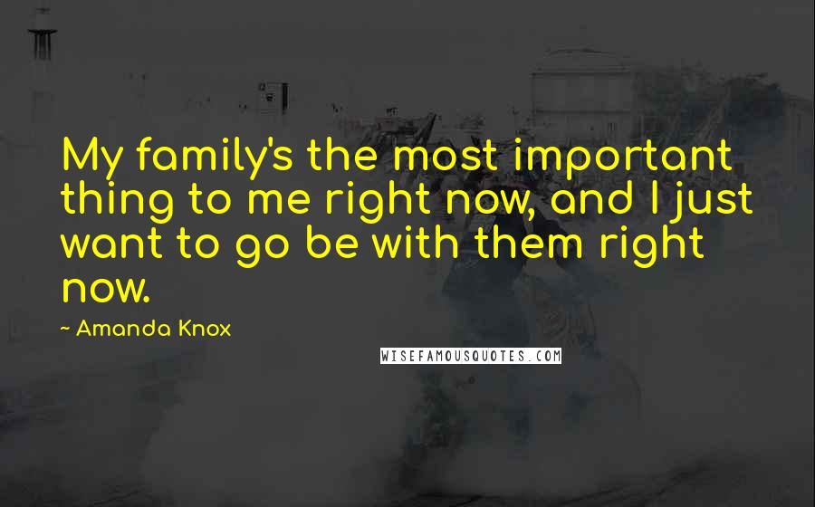 Amanda Knox Quotes: My family's the most important thing to me right now, and I just want to go be with them right now.