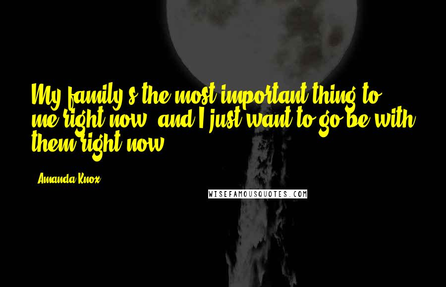 Amanda Knox Quotes: My family's the most important thing to me right now, and I just want to go be with them right now.