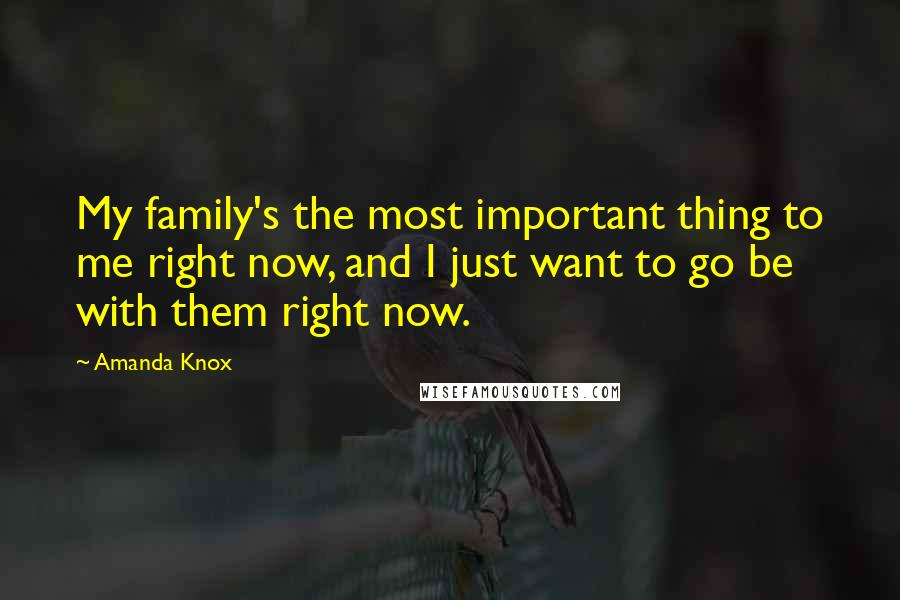 Amanda Knox Quotes: My family's the most important thing to me right now, and I just want to go be with them right now.