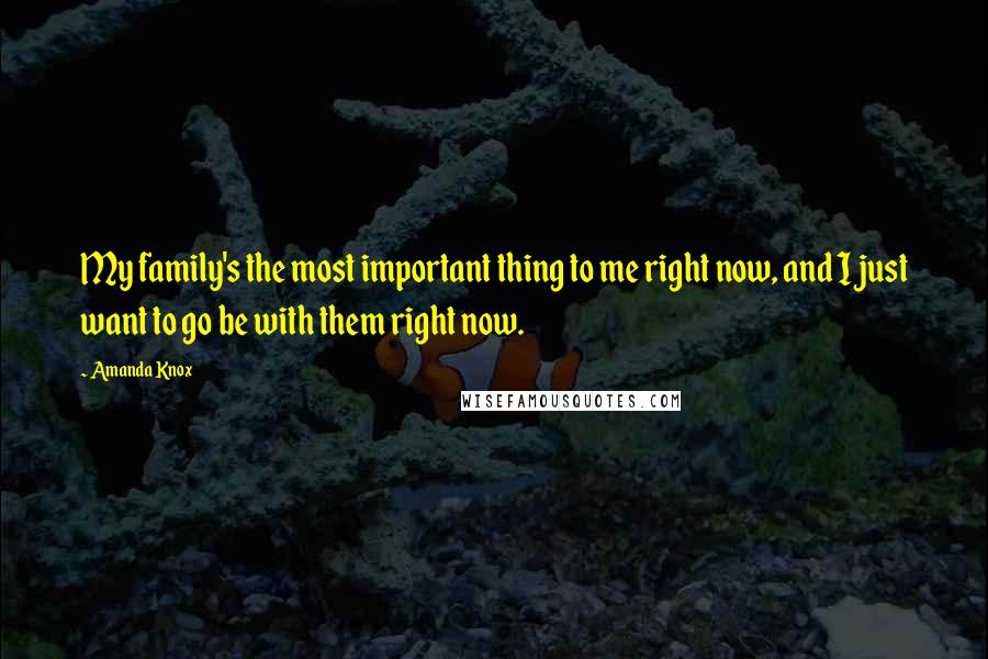 Amanda Knox Quotes: My family's the most important thing to me right now, and I just want to go be with them right now.