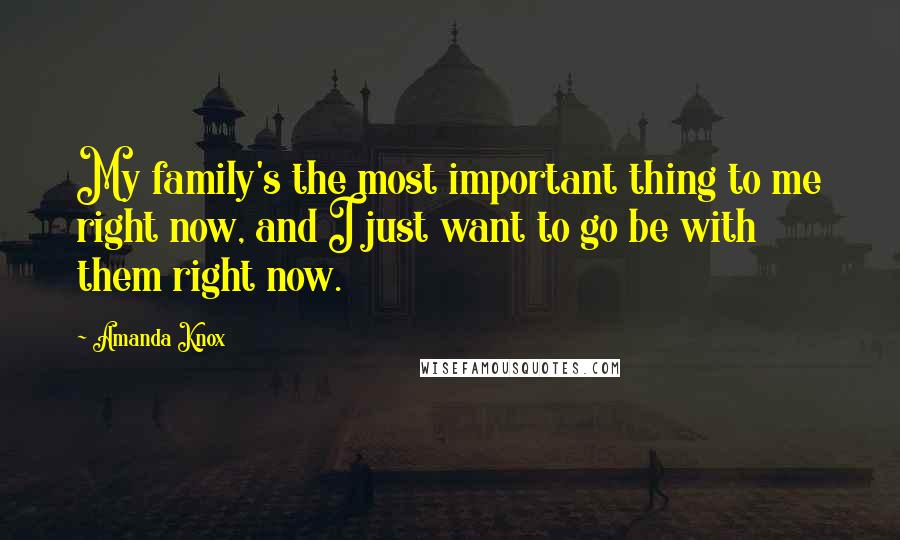 Amanda Knox Quotes: My family's the most important thing to me right now, and I just want to go be with them right now.