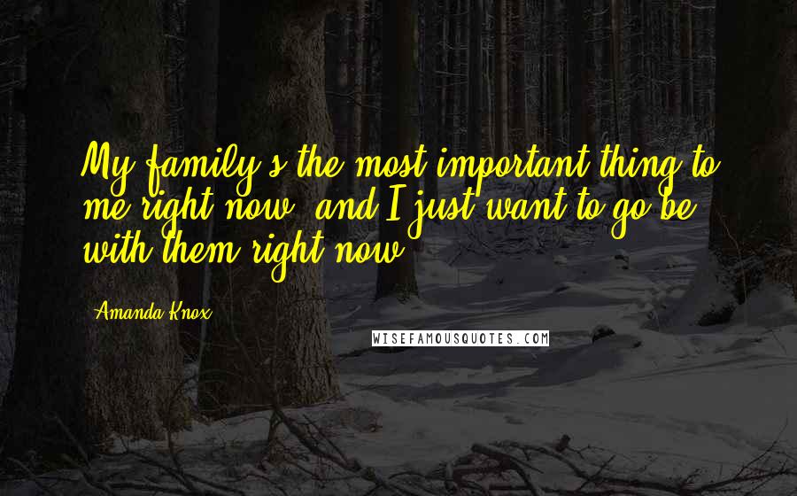 Amanda Knox Quotes: My family's the most important thing to me right now, and I just want to go be with them right now.