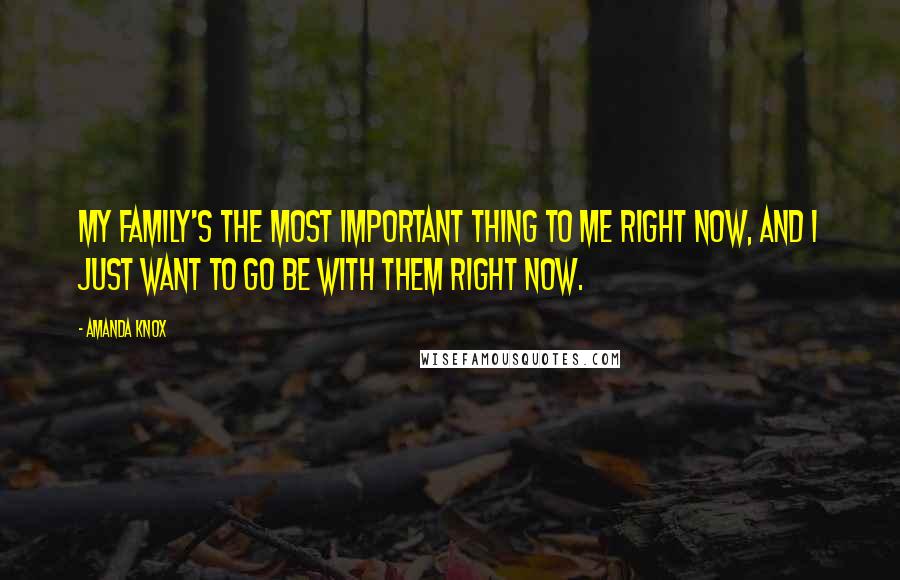 Amanda Knox Quotes: My family's the most important thing to me right now, and I just want to go be with them right now.