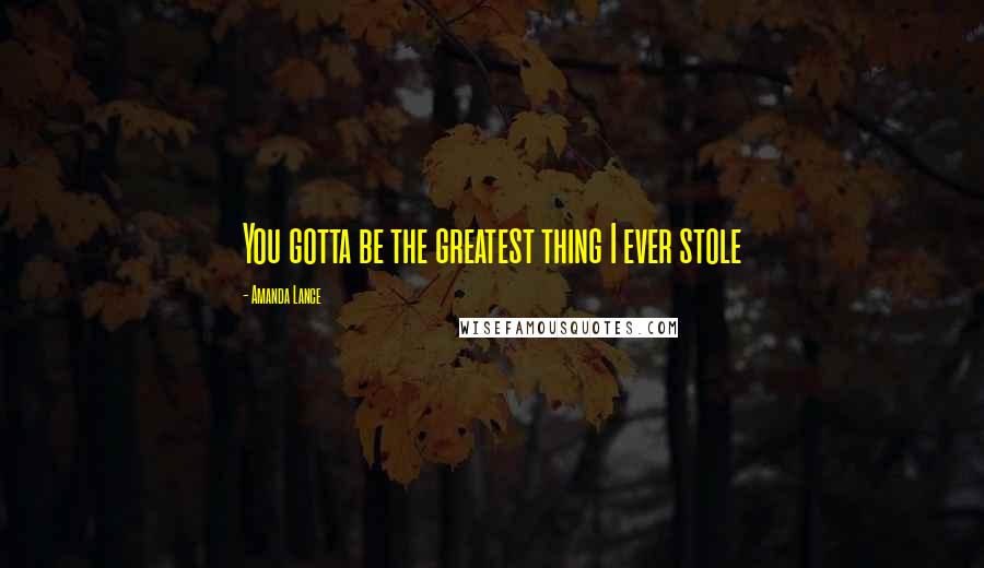 Amanda Lance Quotes: You gotta be the greatest thing I ever stole