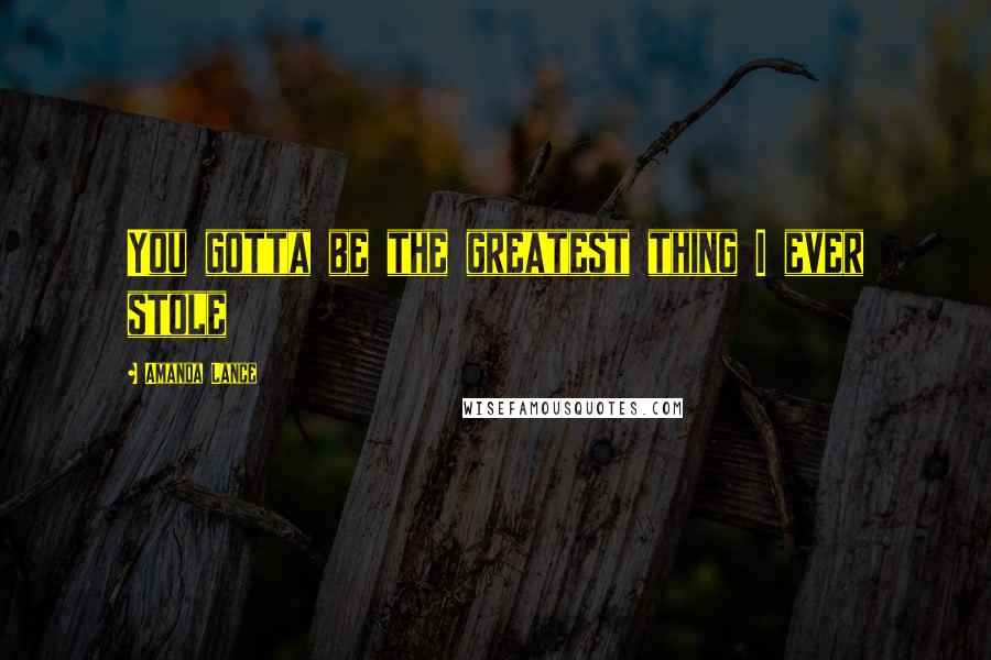 Amanda Lance Quotes: You gotta be the greatest thing I ever stole