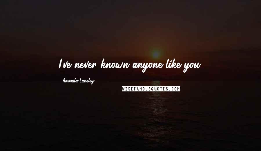 Amanda Laneley Quotes: I've never known anyone like you.