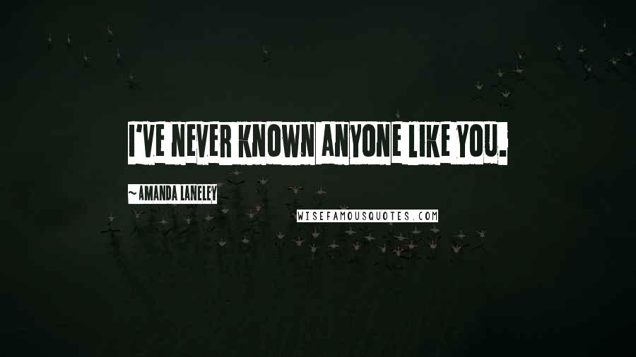 Amanda Laneley Quotes: I've never known anyone like you.