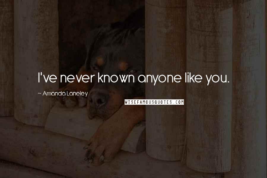 Amanda Laneley Quotes: I've never known anyone like you.