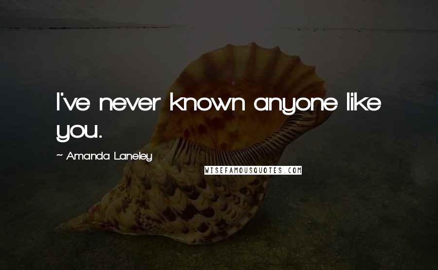 Amanda Laneley Quotes: I've never known anyone like you.