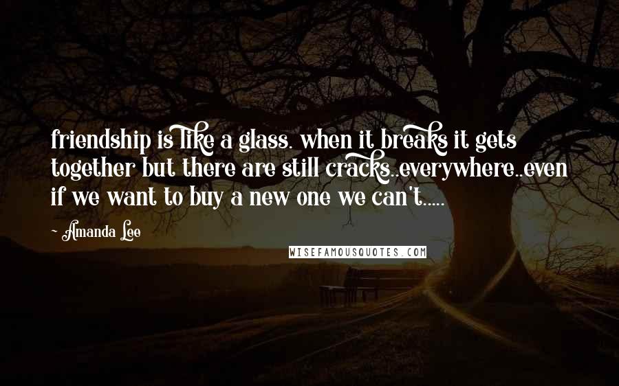 Amanda Lee Quotes: friendship is like a glass. when it breaks it gets together but there are still cracks..everywhere..even if we want to buy a new one we can't.....
