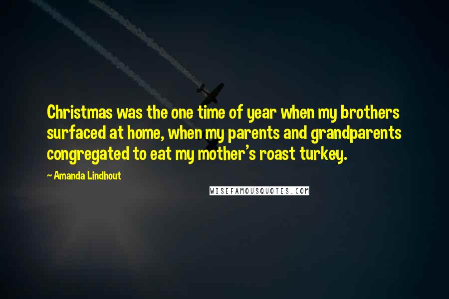 Amanda Lindhout Quotes: Christmas was the one time of year when my brothers surfaced at home, when my parents and grandparents congregated to eat my mother's roast turkey.