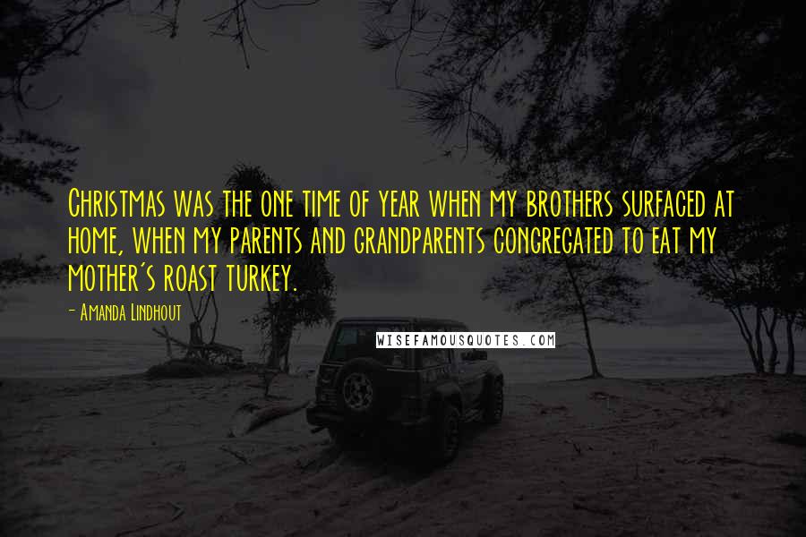 Amanda Lindhout Quotes: Christmas was the one time of year when my brothers surfaced at home, when my parents and grandparents congregated to eat my mother's roast turkey.