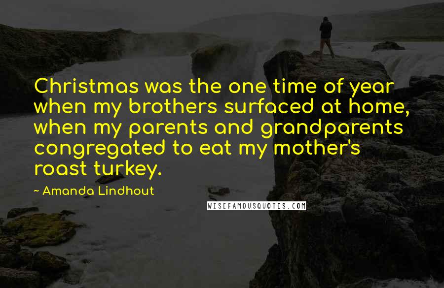 Amanda Lindhout Quotes: Christmas was the one time of year when my brothers surfaced at home, when my parents and grandparents congregated to eat my mother's roast turkey.