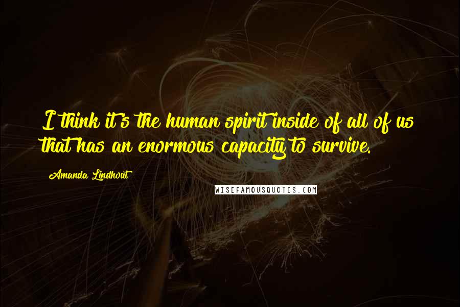 Amanda Lindhout Quotes: I think it's the human spirit inside of all of us that has an enormous capacity to survive.