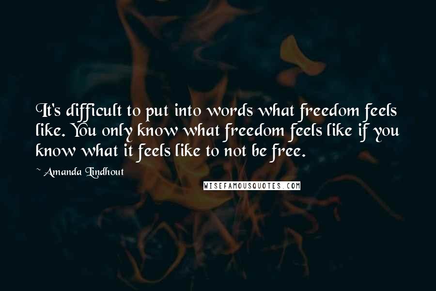 Amanda Lindhout Quotes: It's difficult to put into words what freedom feels like. You only know what freedom feels like if you know what it feels like to not be free.