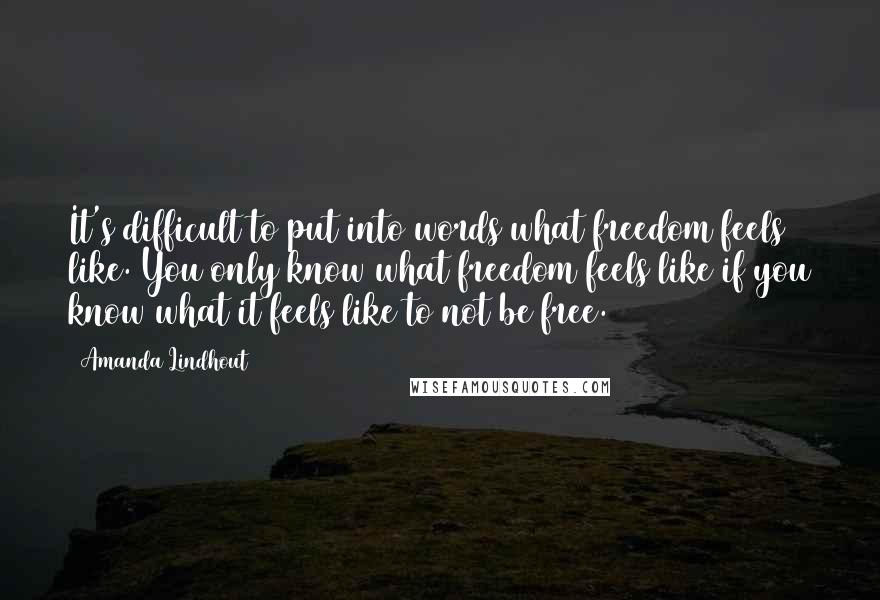 Amanda Lindhout Quotes: It's difficult to put into words what freedom feels like. You only know what freedom feels like if you know what it feels like to not be free.