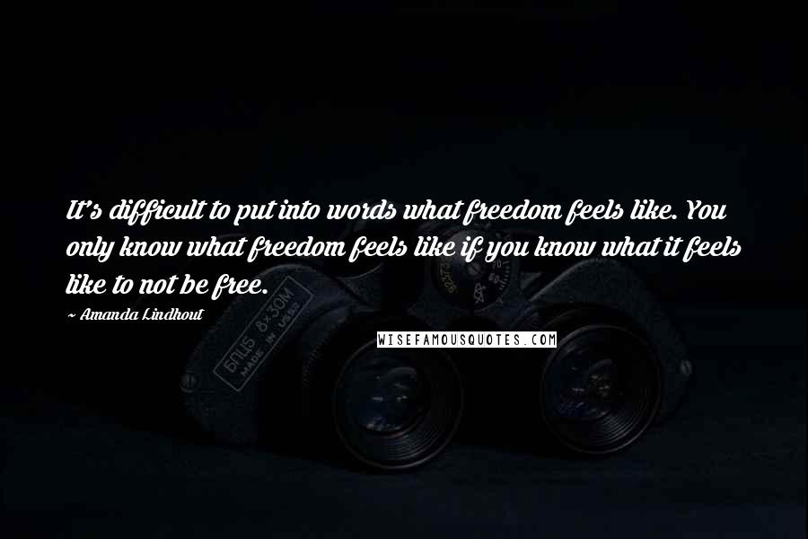 Amanda Lindhout Quotes: It's difficult to put into words what freedom feels like. You only know what freedom feels like if you know what it feels like to not be free.