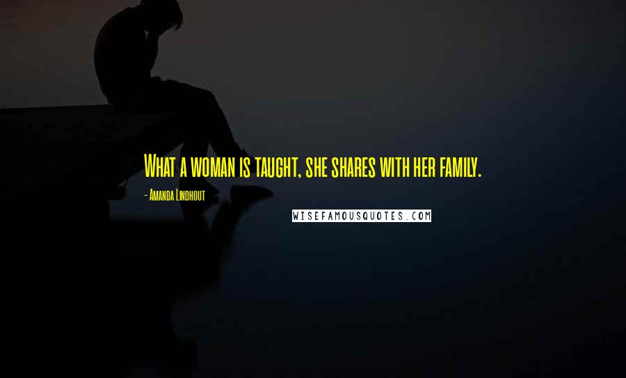 Amanda Lindhout Quotes: What a woman is taught, she shares with her family.