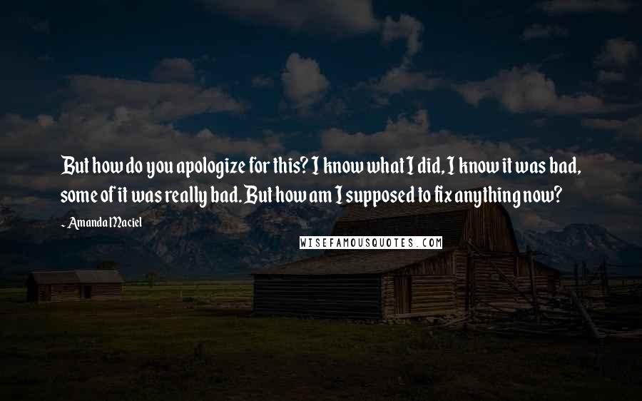 Amanda Maciel Quotes: But how do you apologize for this? I know what I did, I know it was bad, some of it was really bad. But how am I supposed to fix anything now?