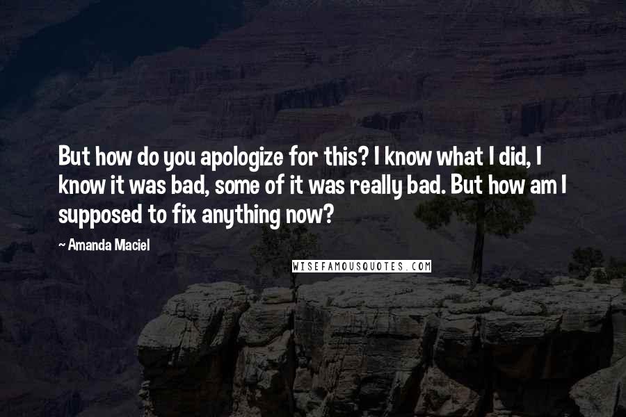 Amanda Maciel Quotes: But how do you apologize for this? I know what I did, I know it was bad, some of it was really bad. But how am I supposed to fix anything now?