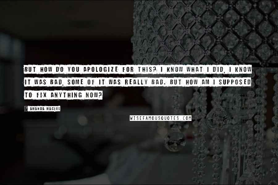 Amanda Maciel Quotes: But how do you apologize for this? I know what I did, I know it was bad, some of it was really bad. But how am I supposed to fix anything now?