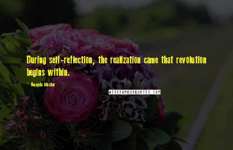Amanda Mosher Quotes: During self-reflection, the realization came that revolution begins within.