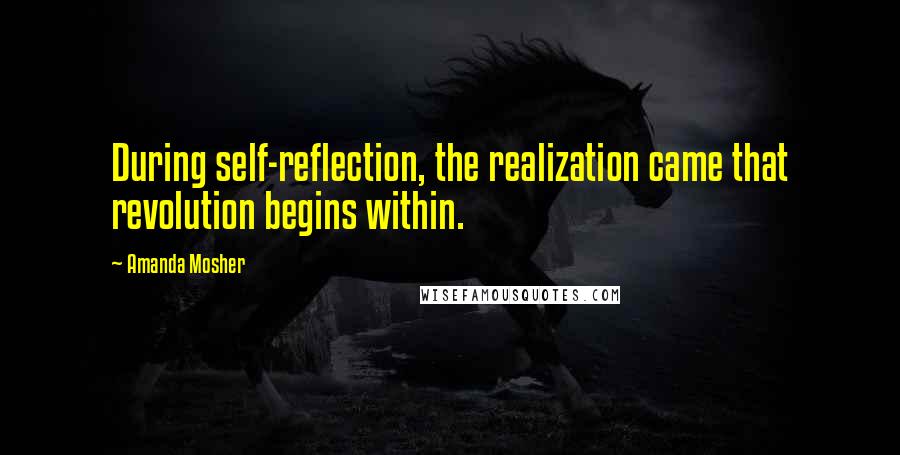 Amanda Mosher Quotes: During self-reflection, the realization came that revolution begins within.