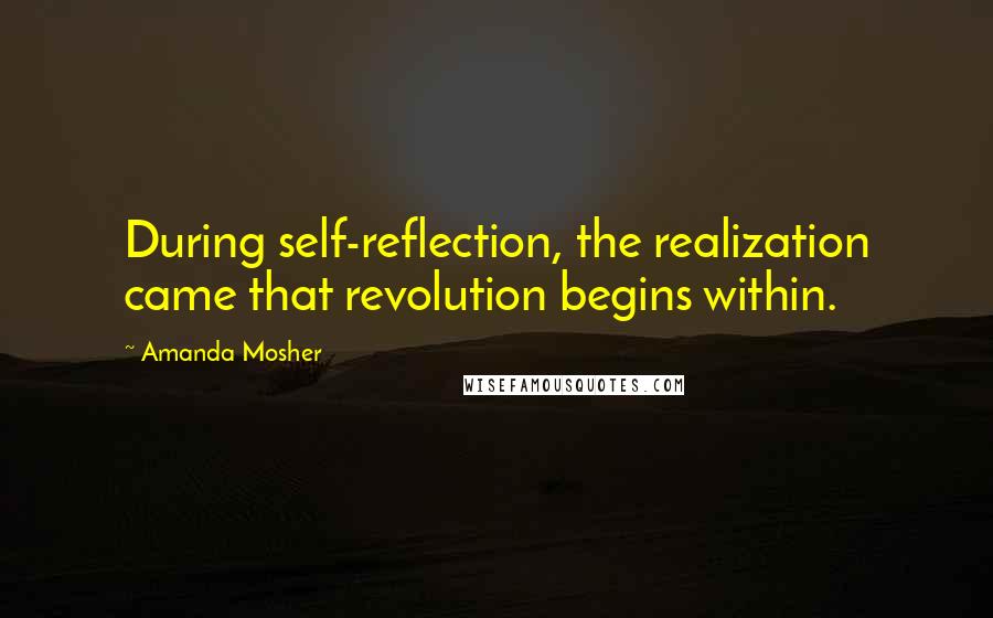 Amanda Mosher Quotes: During self-reflection, the realization came that revolution begins within.