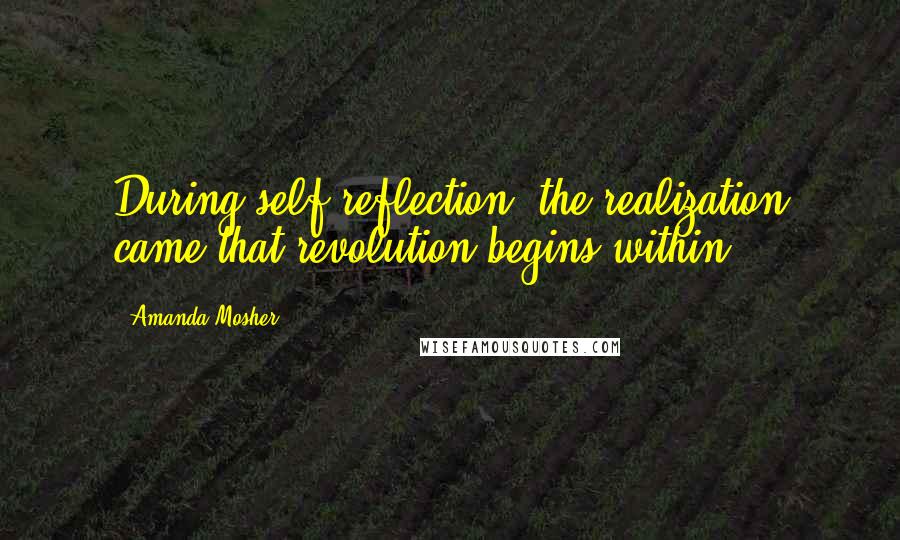 Amanda Mosher Quotes: During self-reflection, the realization came that revolution begins within.