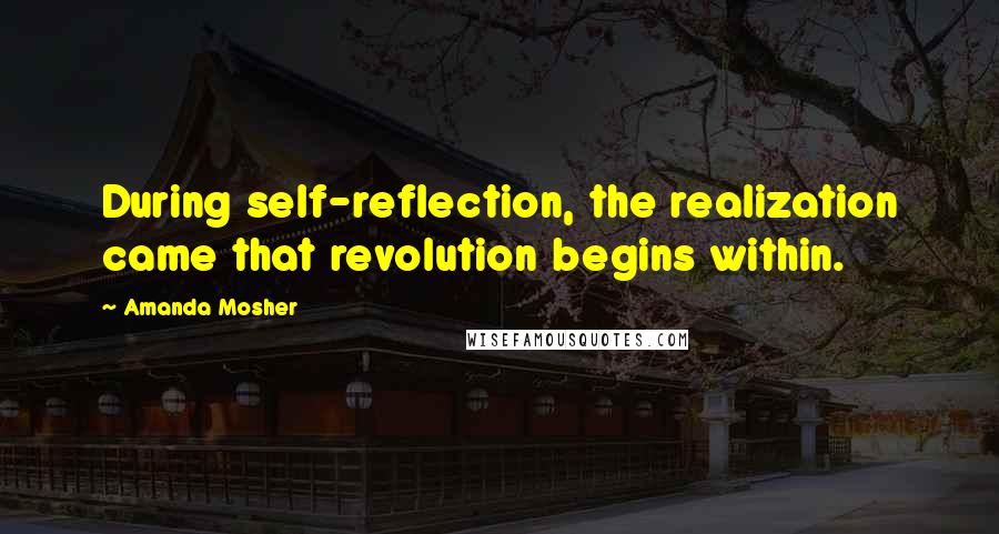 Amanda Mosher Quotes: During self-reflection, the realization came that revolution begins within.