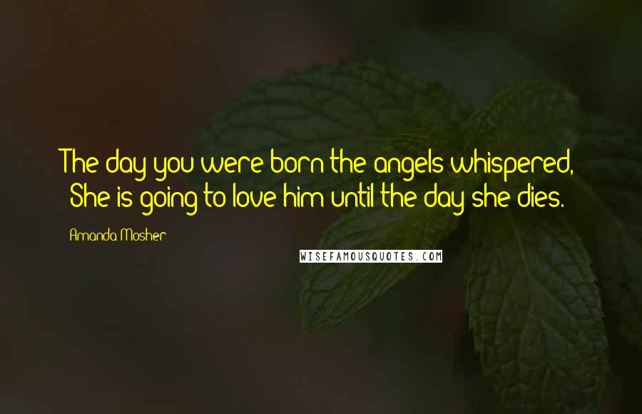 Amanda Mosher Quotes: The day you were born the angels whispered, "She is going to love him until the day she dies.