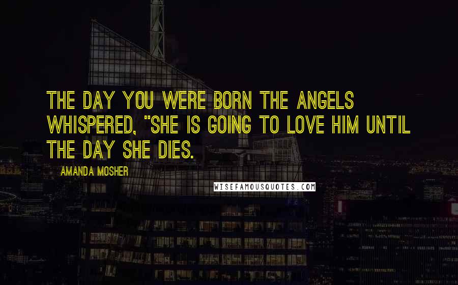 Amanda Mosher Quotes: The day you were born the angels whispered, "She is going to love him until the day she dies.