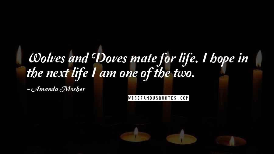 Amanda Mosher Quotes: Wolves and Doves mate for life. I hope in the next life I am one of the two.