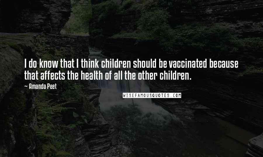 Amanda Peet Quotes: I do know that I think children should be vaccinated because that affects the health of all the other children.