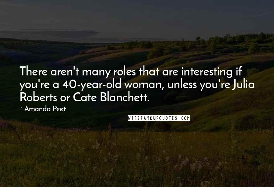 Amanda Peet Quotes: There aren't many roles that are interesting if you're a 40-year-old woman, unless you're Julia Roberts or Cate Blanchett.