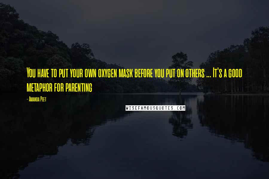 Amanda Peet Quotes: You have to put your own oxygen mask before you put on others ... It's a good metaphor for parenting