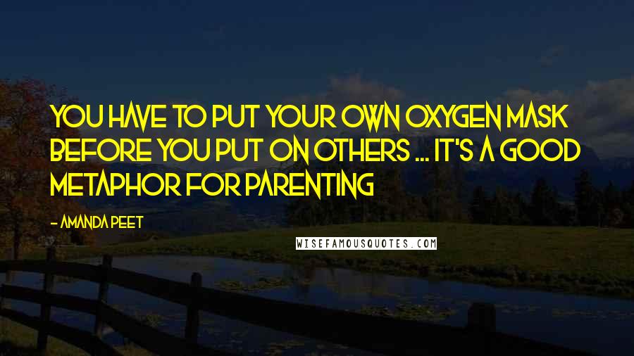 Amanda Peet Quotes: You have to put your own oxygen mask before you put on others ... It's a good metaphor for parenting