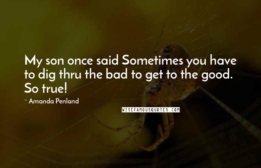 Amanda Penland Quotes: My son once said Sometimes you have to dig thru the bad to get to the good. So true!